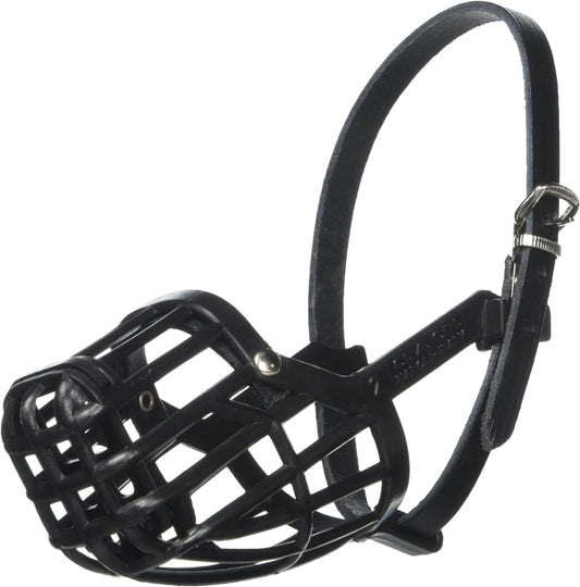 Leather Brothers Italian Basket Dog Muzzle, Adjustable Secure Fit, Comfortable Design, Training and Safety, Averts Biting, Prevents Chewing and Scavenging, Perfect for Grooming - Black, Size 2