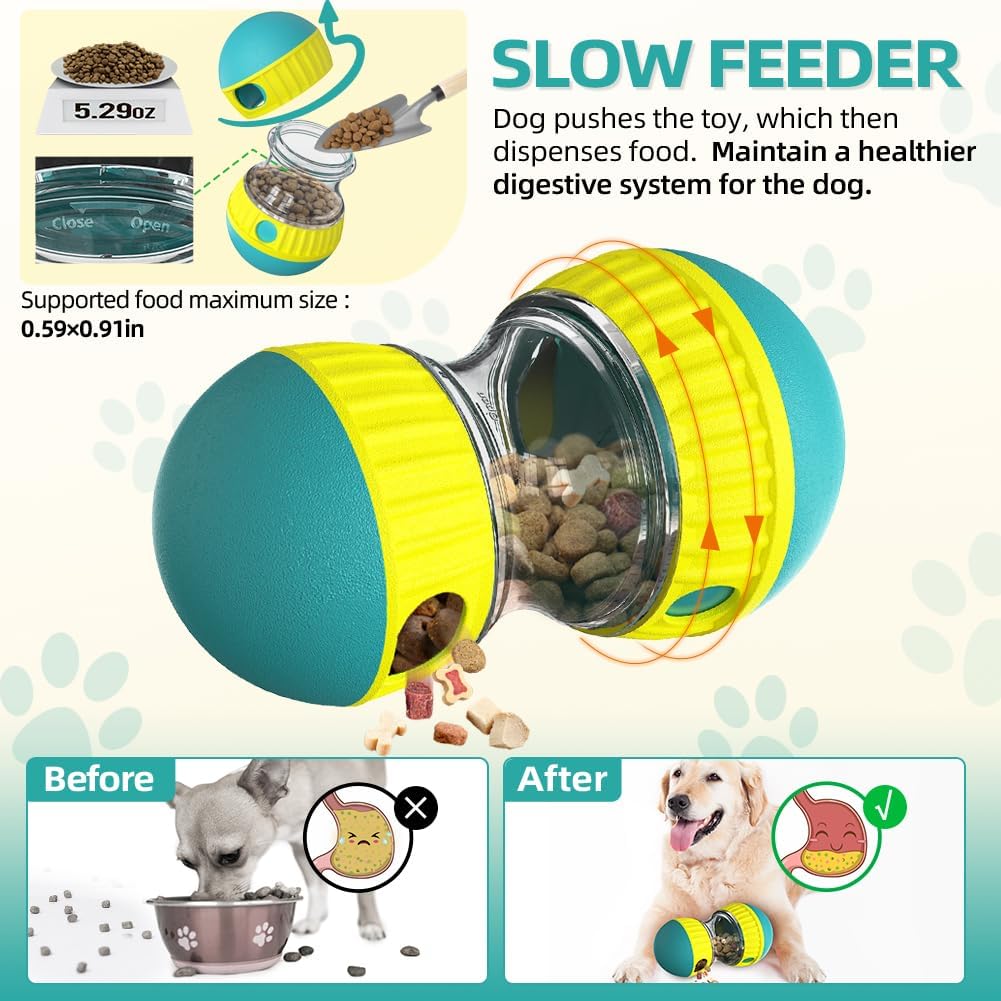 Dog Puzzle Toys, Rolling Treat Dispensing Ball, Brain Stimulation & Slow Feeder, Dog Enrichment Toys to Keep Them Busy (Green)