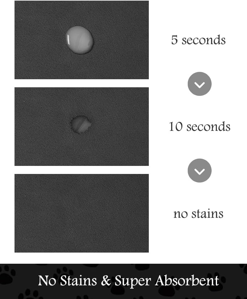 Pet Feeding Mat-Absorbent Dog Mat for Food and Water Bowl-No Stains Quick Dry Water Dispenser Mat-Dog Accessories Pet Supplies-Bowl for Messy Drinkers（Black,23"x34"