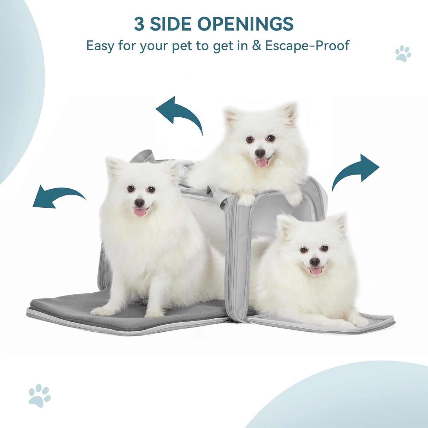 PETSFIT Dog Carrier Cat Carriers for Puppies, Medium Cats up to 25Lbs, Travel Soft Sided Pet Carrier (Large, Grey)