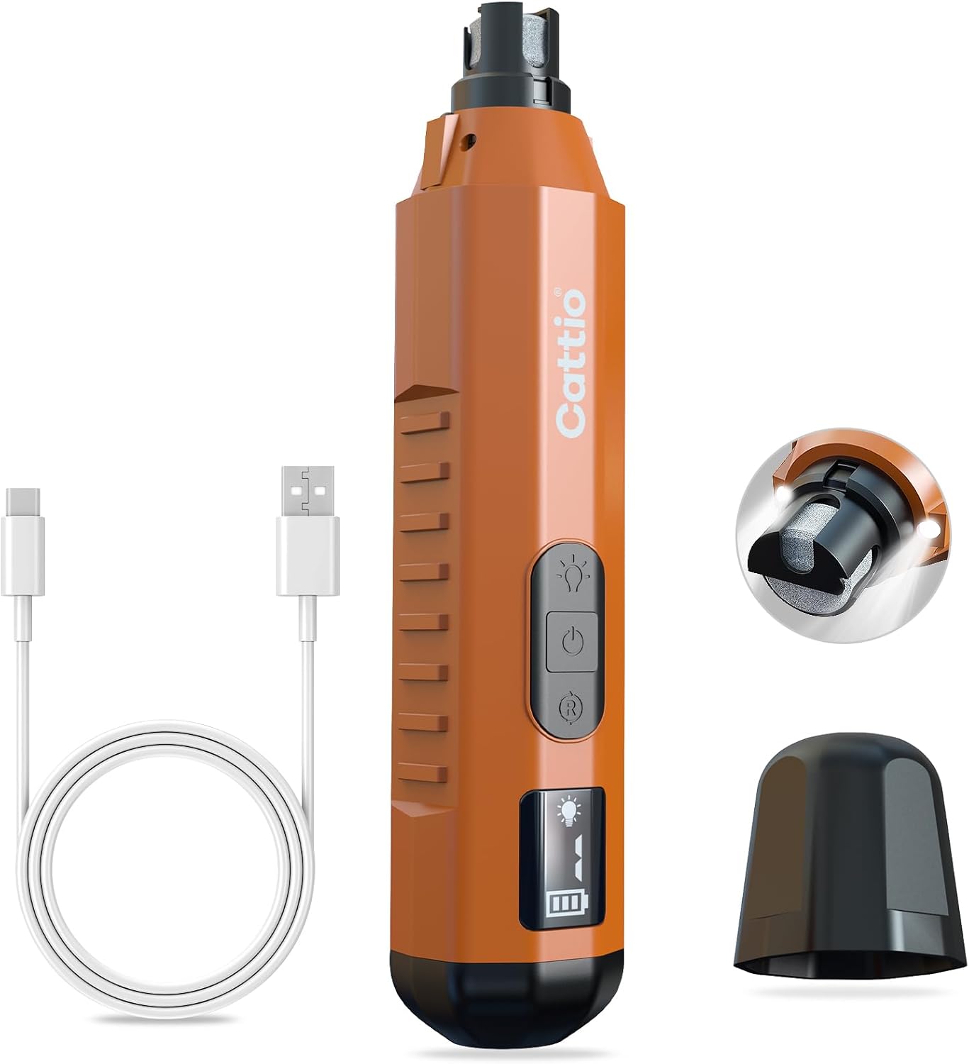Dog Nail Grinder - Professional Electric Dog Nail Trimmer for Dogs & Cats Quiet Painless Grooming & Smoothing Dog Nail Clipper & File Included - Suitable for Small Medium Large Pets (Orange)