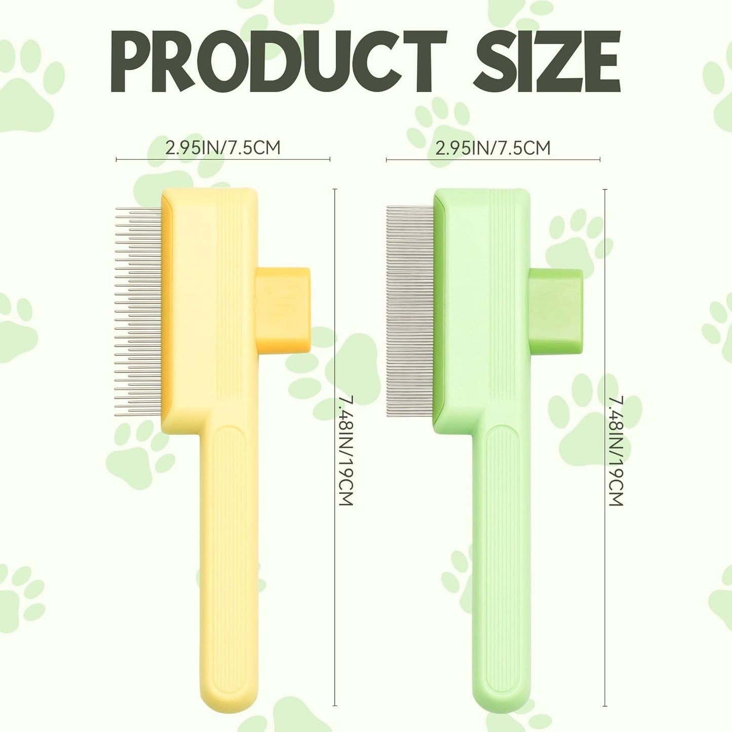 Flea Comb for Cats & Dogs Brush for Shedding Self Cleaning Pet Comb Lice Comb with Long & Short Stainless Steel Teeth Pet Hair Removal Tool 2025