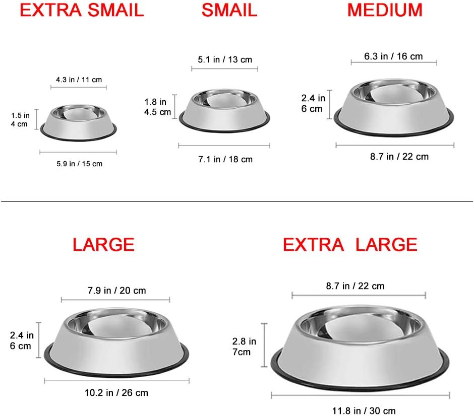 Stainless Steel Dog Bowls, 3.5 Cup/28oz Cat Bowl Water and Food with Rubber Base, Pet Bowls for Large Dogs, 2Pack