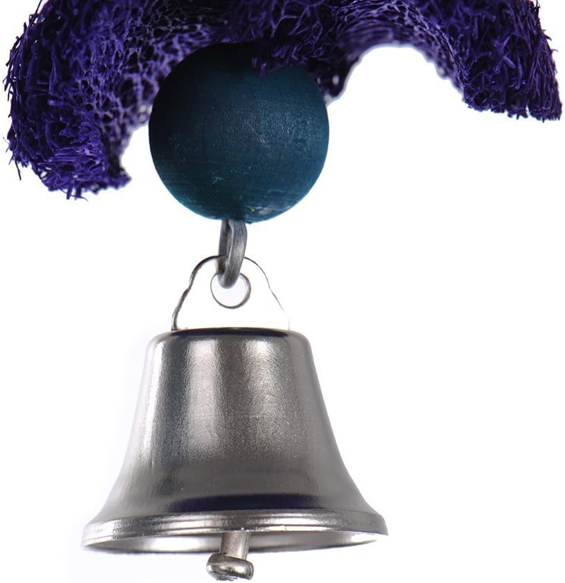 Hypeety Bird Toys Parrot Hanging Chew Toys Natural Colorful Loofah Shred and Preen Swing Bird Bell Cage Parrot Toys