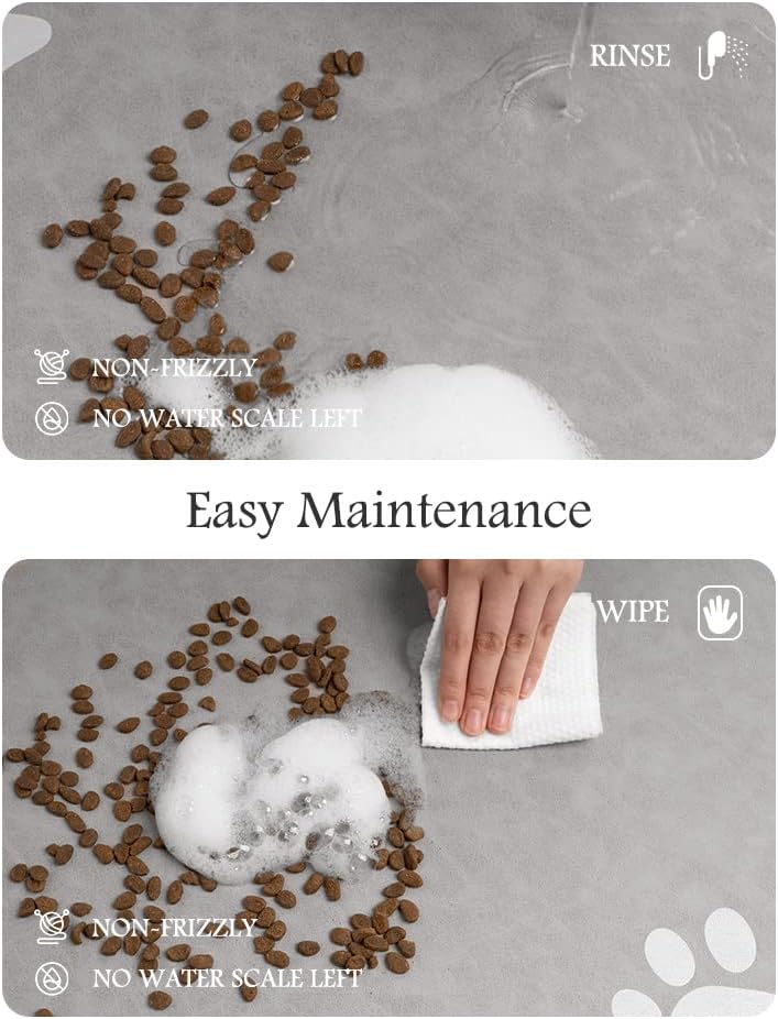 Pet Feeding Mat-Absorbent Dog Mat for Food and Water Bowl-No Stains Quick Dry Water Dispenser Mat-Dog Accessories Pet Supplies-Bowl for Messy Drinkers（LIGHTGREY,16"x24"