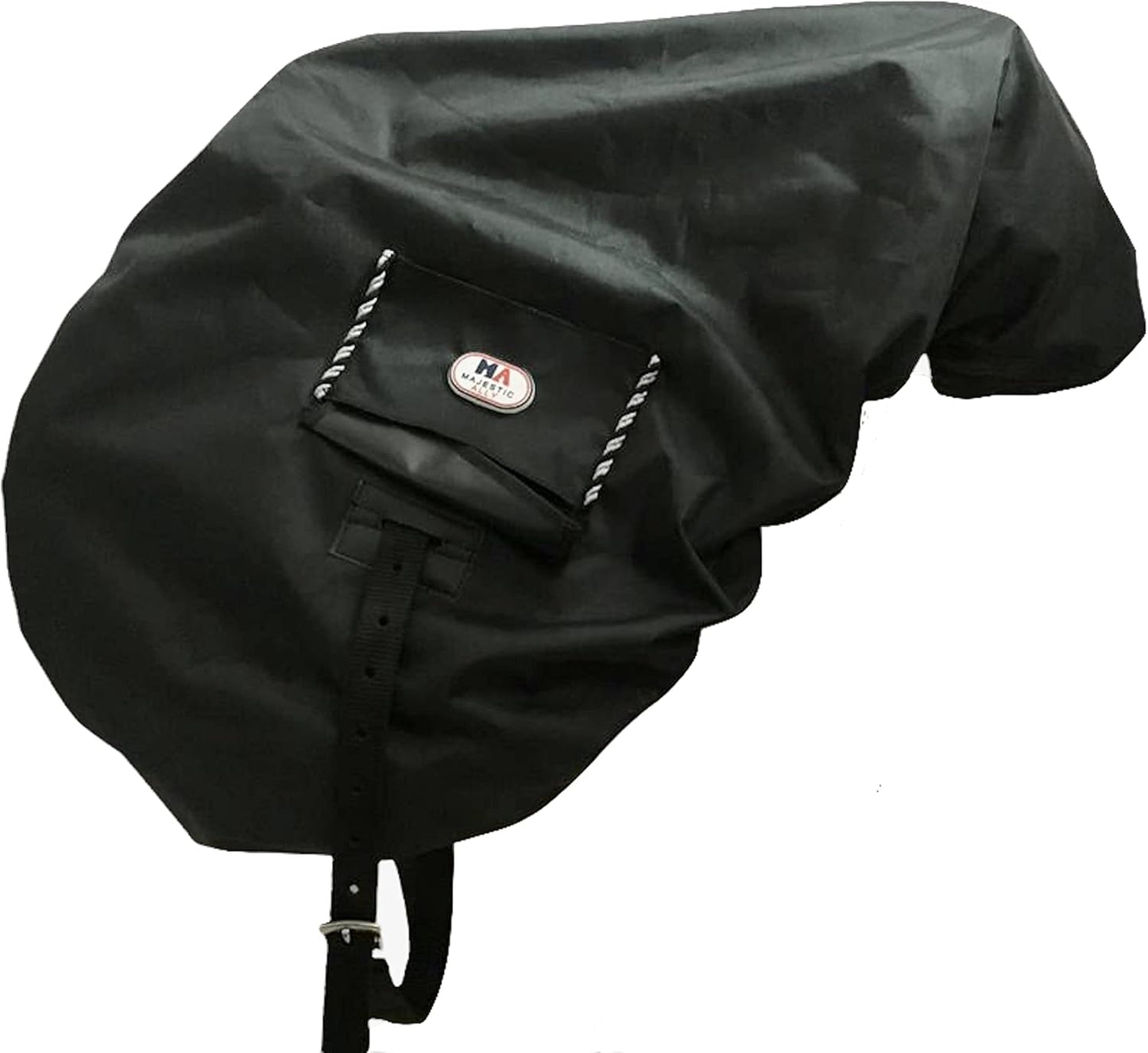 Majestic Ally Nylon Waterproof Fleece Lined Ride On English Saddle Cover-Multiple Color (Black)
