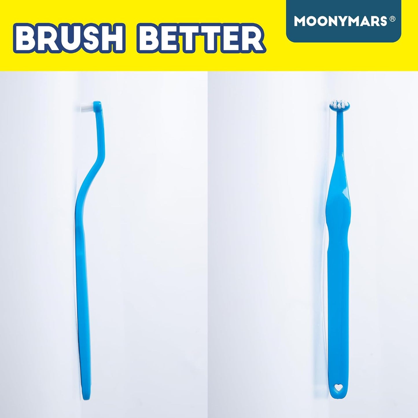 Small Dog Toothbrush, Cat & Puppy Tooth Brushing Kit, Mini Head Teeth Brush for Kitten & Tiny Pet, Doggy Toothbrushes Deep Dental Cleaning, 2 PCS - Blue