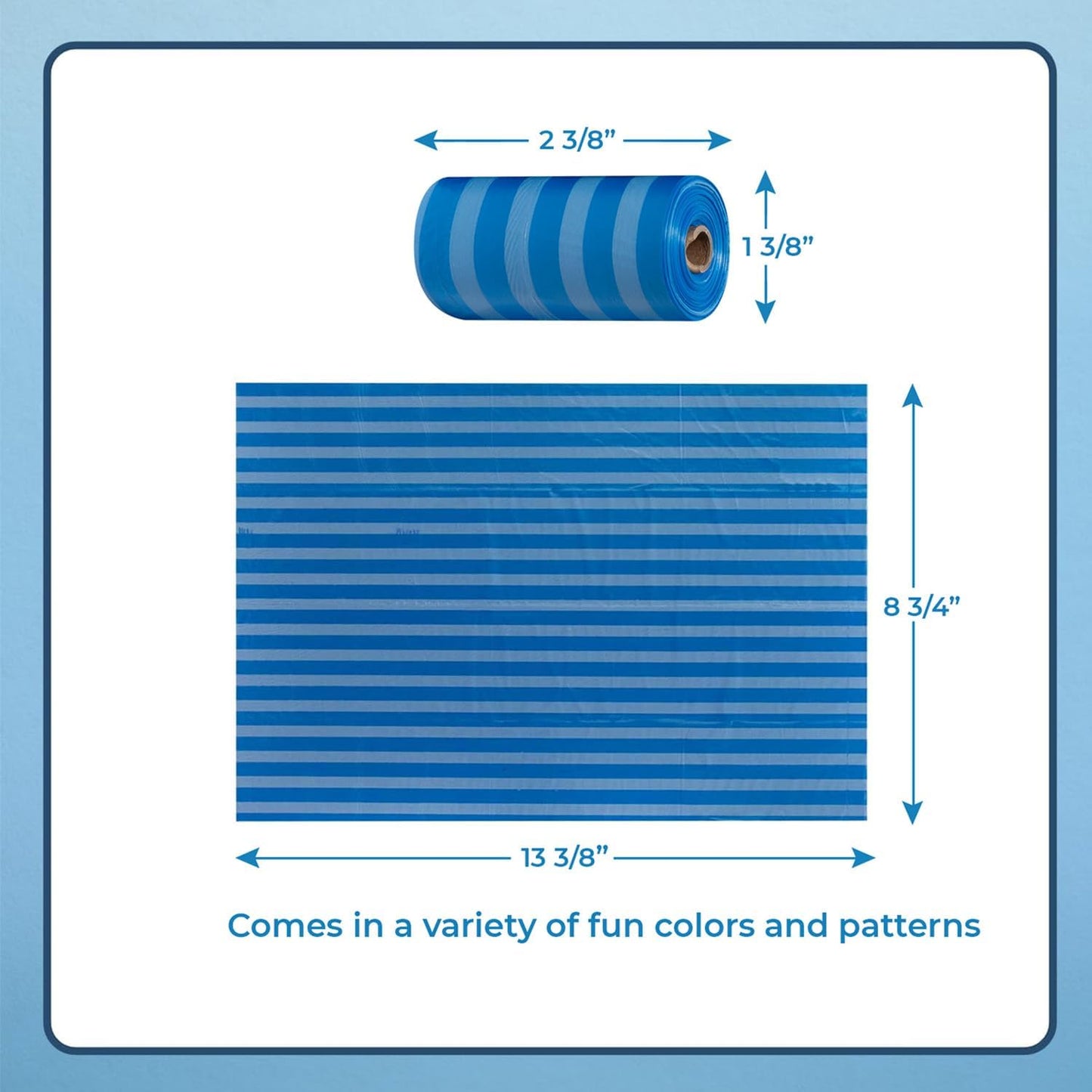 Best Pet Supplies Dog Poop Bags (150 Bags) for Waste Refuse Cleanup, Doggy Roll Replacements for Outdoor Puppy Walking and Travel, Leak Proof and Tear Resistant, Thick Plastic - Blue Strips