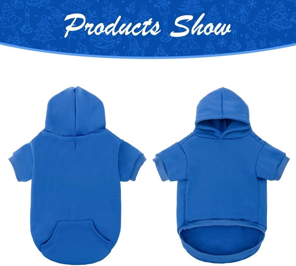 KOOLTAIL Basic Dog Hoodie - Soft and Warm Dog Hoodie Sweater with Leash Hole and Pocket, Dog Winter Coat, Cold Weather Clothes Sweatshirt for Small Medium Large Dogs Puppy Cat Boys Girls Blue SM