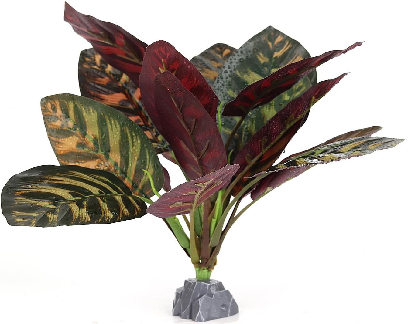 Reptile Terrarium Plants, Bearded Dragon Tank Decor Accessories for Ball Python Leopard Gecko Tree Frog Tarantula Lizard Corn Snake Tortoise Chameleon Crested Gecko - Fake Goeppertia Purple