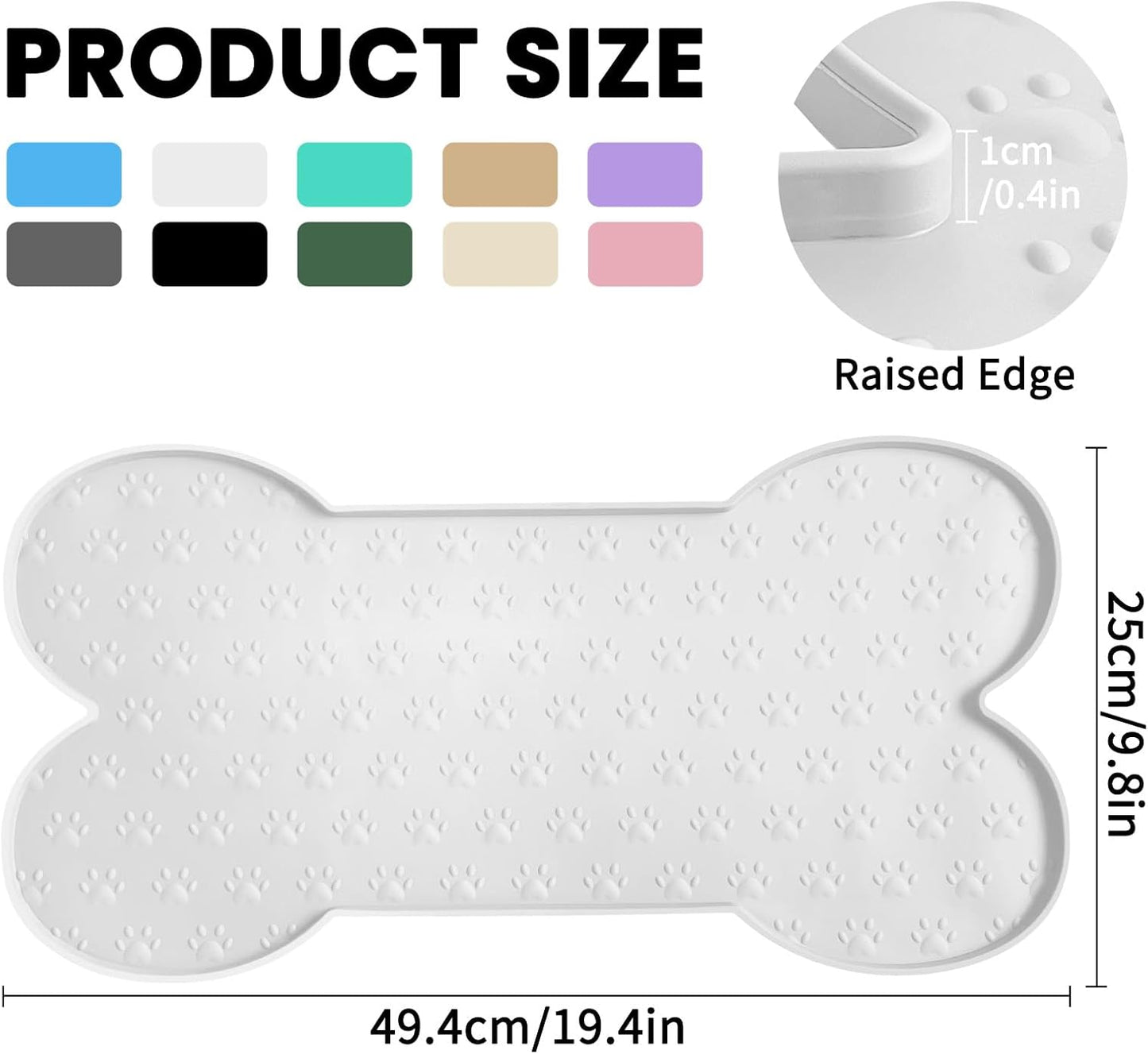 Dog Food Mat Anti-Slip Silicone Dog Bowl Mat Thicker Pet Placemat Waterproof Cat Feeder Pad with Raised Edge Puppy Kitten Feeding Mats Suitable Small Medium-Sized Dogs Cats Eating Tray
