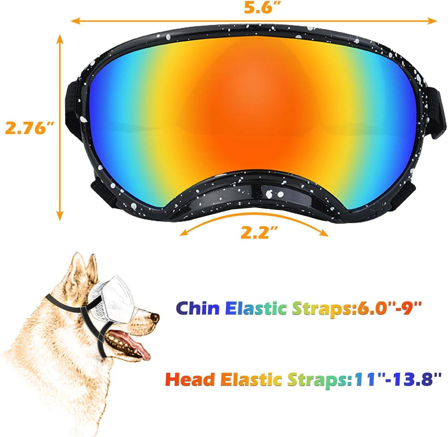 Medium Dog Sunglasses with Adjustable Strap UV Protection, Winproof Dog Puppy Sunglasses, Suitable for Medium Dog Pet Glasses, Dogs Eyes Protection,Soft Dog Goggles