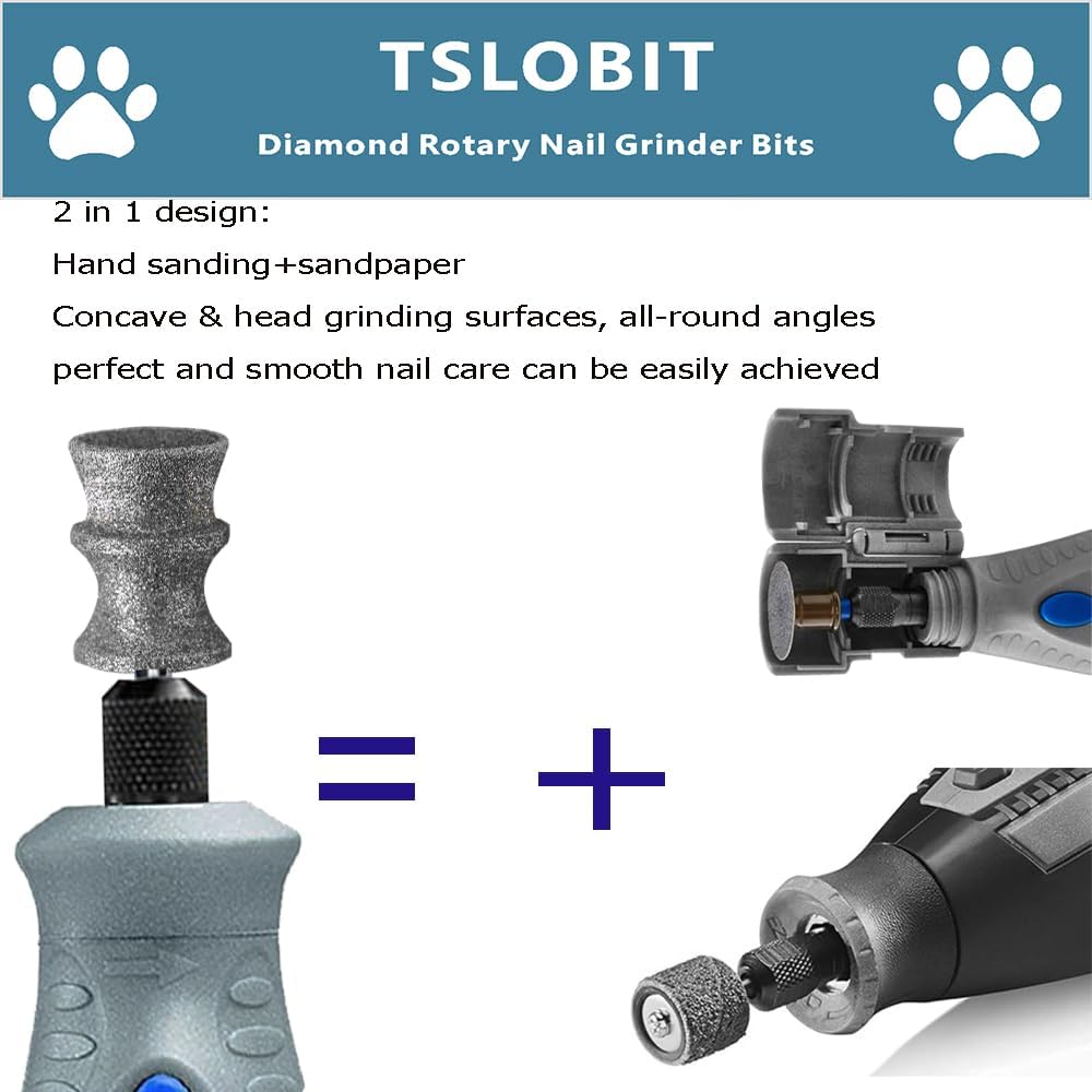 Diamond Dremel Dog Nail Grinder Attachment,1/8'' Pet Nail Grinder Wheel for Dremel Dog Nail Grinder, Diamond Rotory Bit for Dogs&Pets Nail Care（Large V）
