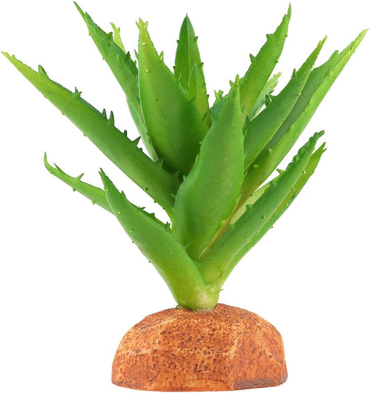 Fake Aloe Vera Plants, Reptile Decor for Terrarium, Crested Gecko Tank Accessories fit Leopard Gecko Bearded Dragon Lizard Chameleon Snake