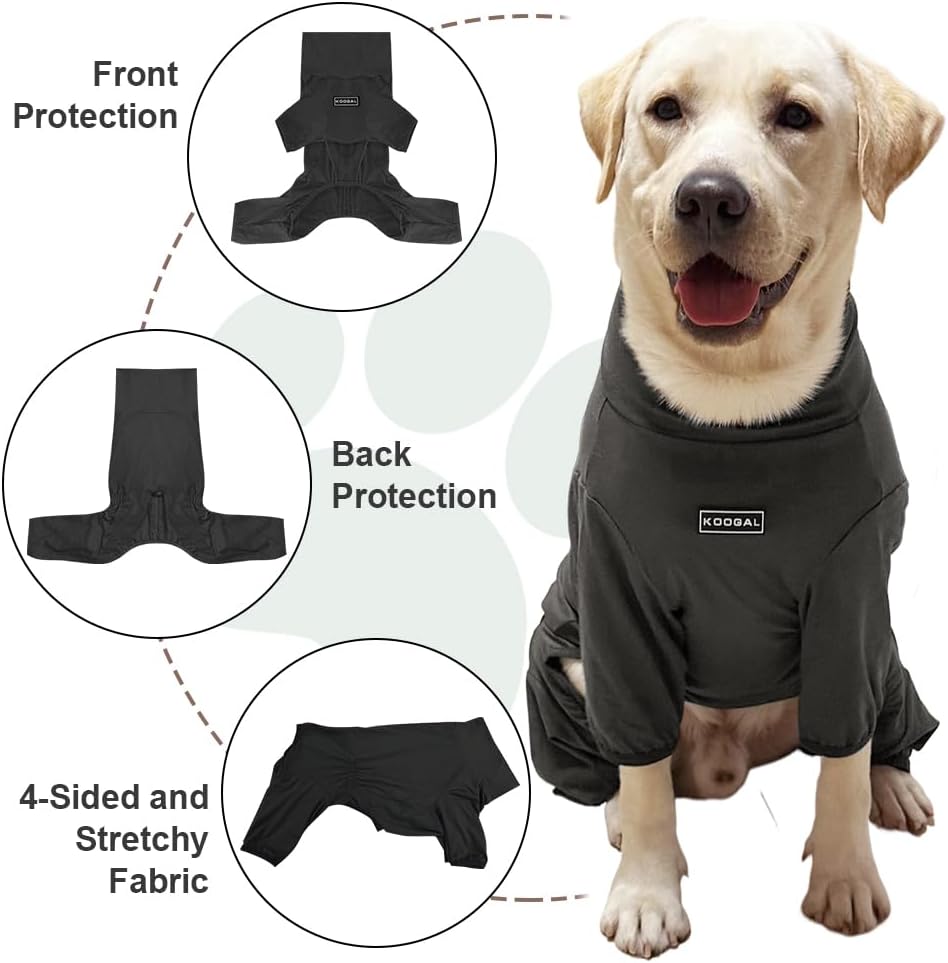 Dog Pyjamas PJS Sweater Clothes and Home Clothing Suitable for Large to Giant Breeds of Dogs, Dog Surgery Recovery Suit, Extra-Large Stretch Fabric, Four-Legged Clothes (Thin Dark Gray, 6XL)