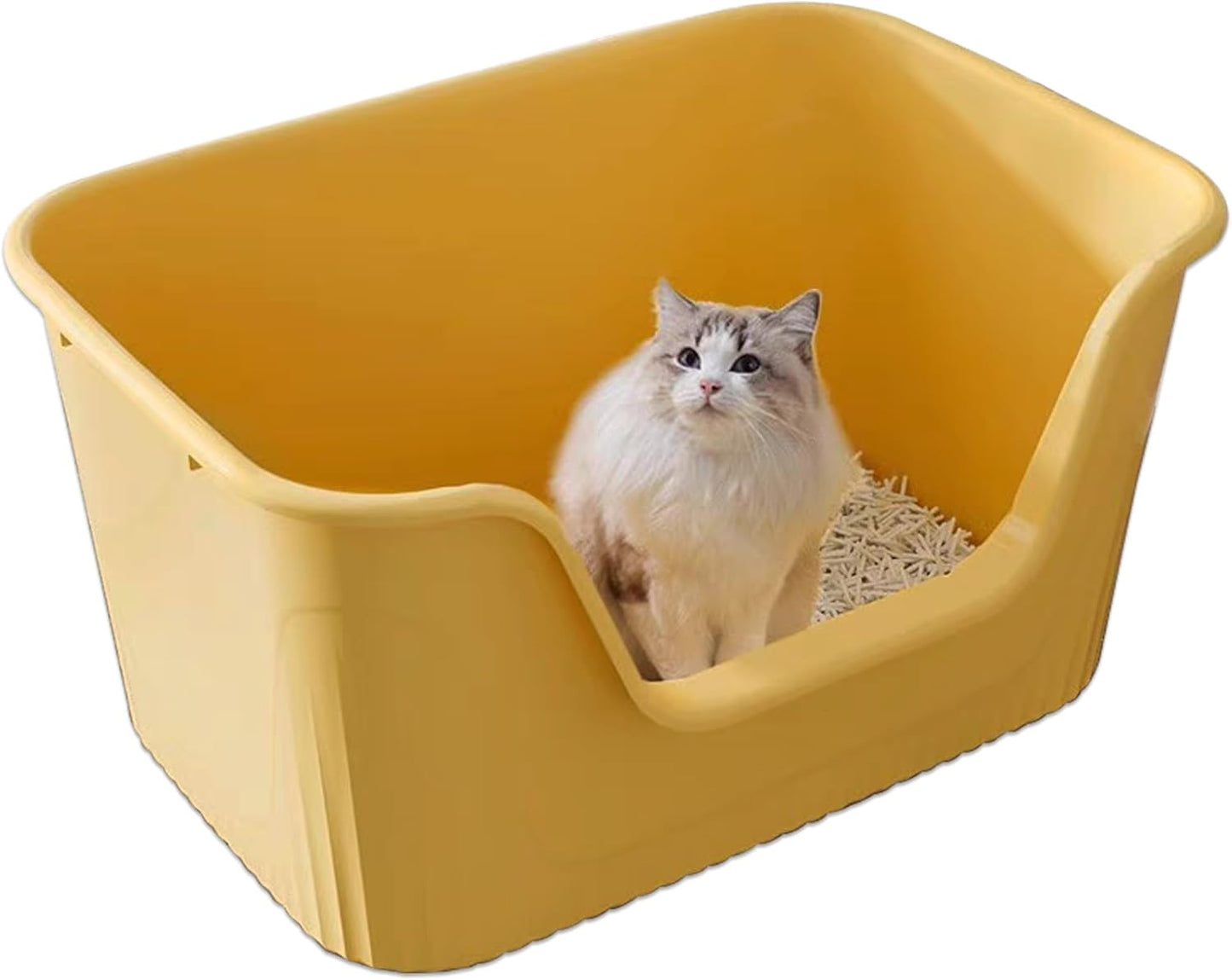 Vealind Jumbo Litter Box, XL Litter Boxes for Big Cats, Extra Large Space, High Sided Litter Pan, Leak-Proof & Anti-Splashing, Easy Clean & Durable (25” * 17” * 13” Yellow)