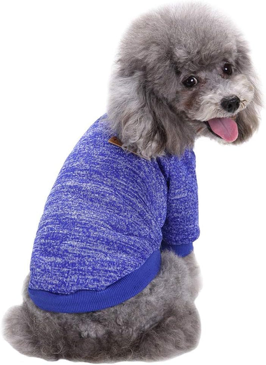 Jecikelon Dog Clothes Dogs Sweater Soft Puppies Clothing Winter Puppy Sweaters Warm Outfit for Dogs Small XXS XS Cat Apparel (Dark Blue, L)