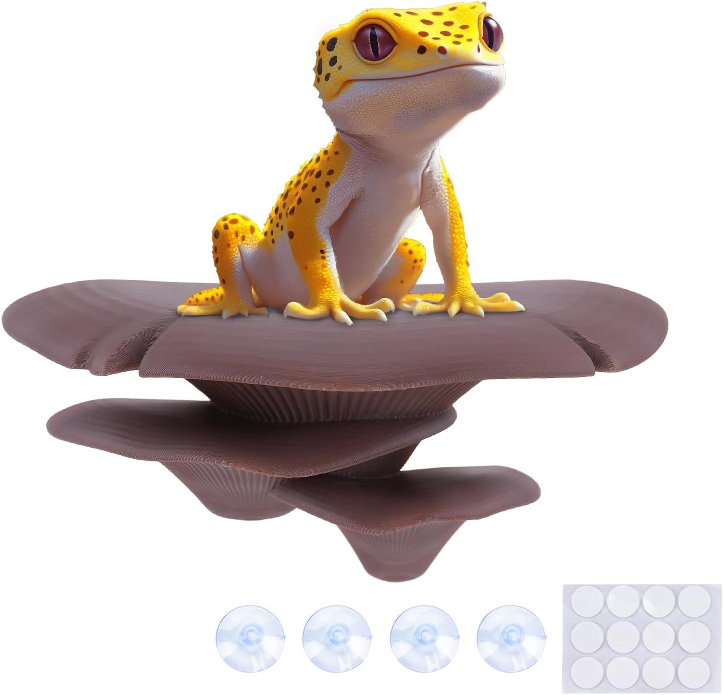 Mushroom Decor for Reptile Tank, Fish Tank, Pet-Safe Bearded Dragon Tank Accessories, Realistic Terrarium Plants for Leopard Geckos, Crested Geckos, Tree Frogs, Snakes (Cocoa, Trio Cap)