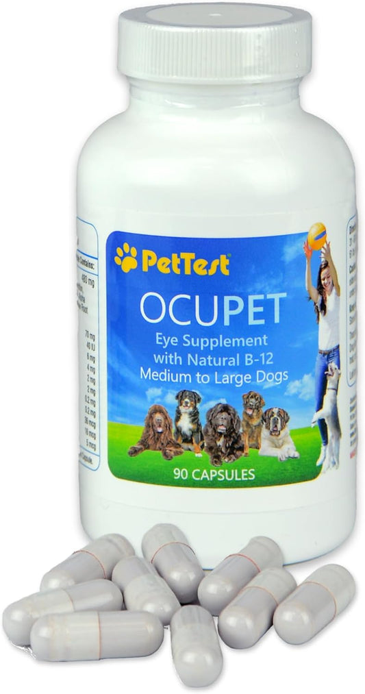 Ocupet Advanced Vision and Eye Health Supplement for Medium to Large Dogs Packed with Natural B12, Grape Seed Extract and Lutein to Support Pets with Diabetes or Eye Related Conditions-90 Capsules