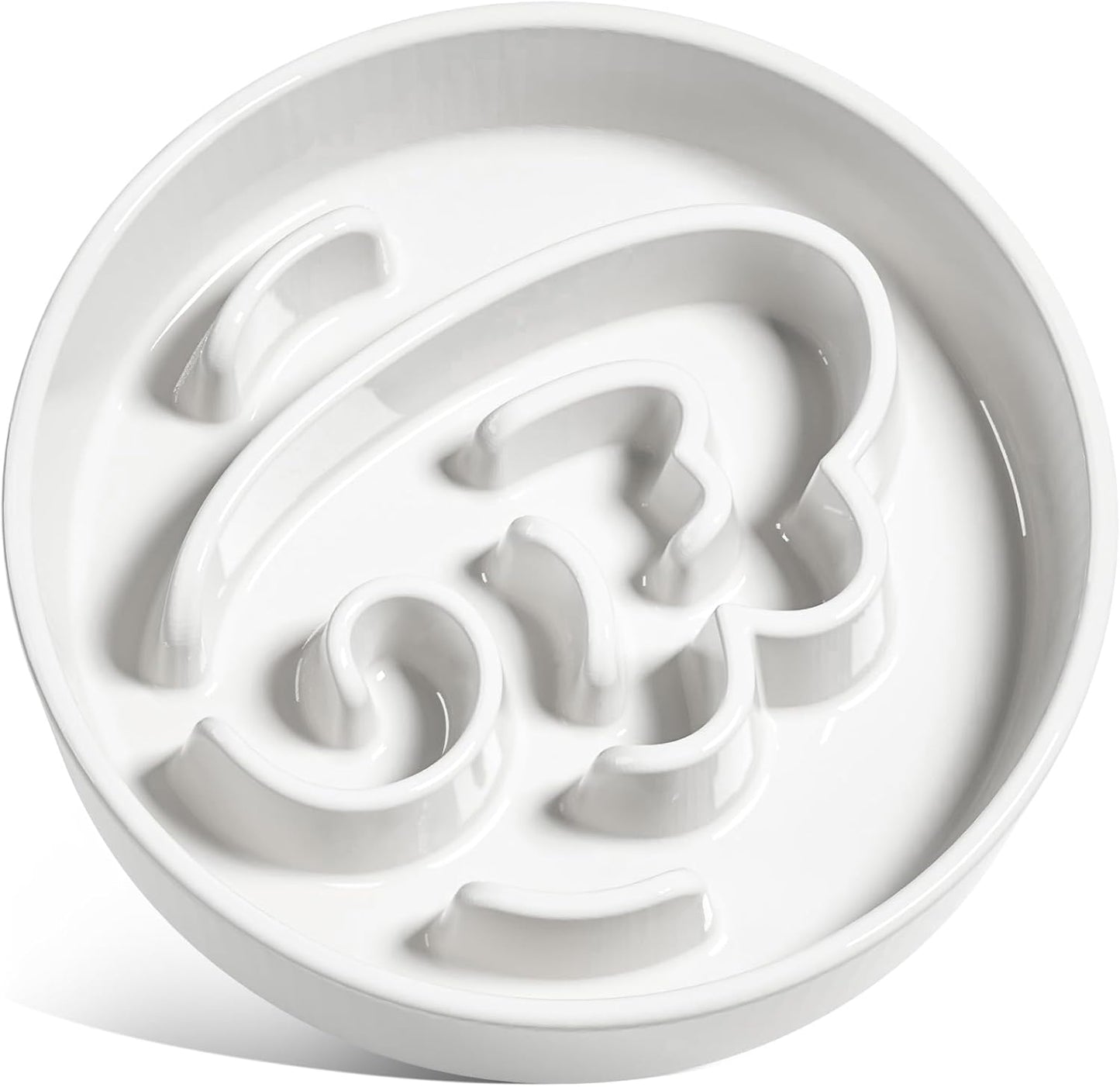 LE TAUCI Slow Feeder Dog Bowls Ceramic,3 Cups Slow Feeding Dog Bowl Medium Large Breed, Pet Bowl for Fast Eaters, Puzzle Pet Dishes, Angle White