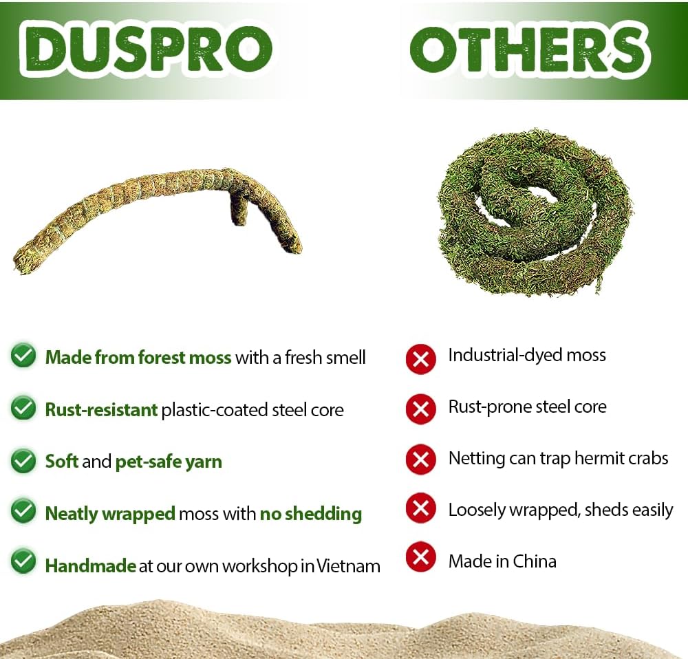 Duspro Hermit Crab Climbing Toys – Y Shaped Flexible Moss Pole Wrapped in Soft Yarn and Forest Moss, Hermit Crab Accessories and Easy-to-Use Hermit Crabs Supplies – Perfect for Climbing (12 inches)