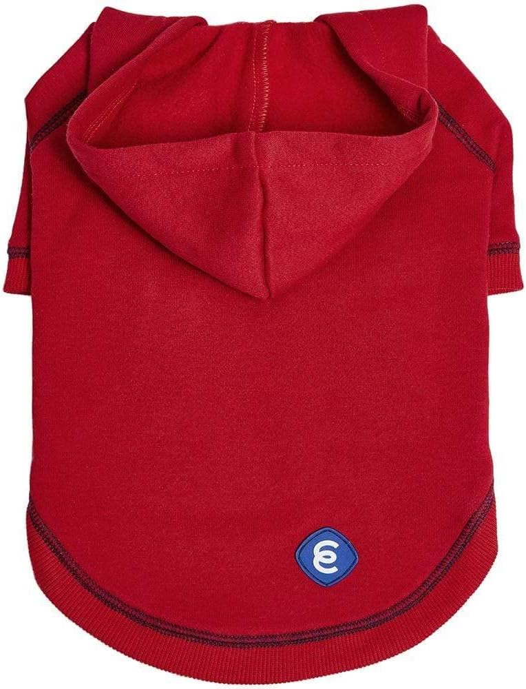 Blueberry Pet Essentials Dog Hoodie – 26 inch, Cotton‑Blend Sweatshirt with Hood, Red, Machine‑Washable Small‑Dog Jersey