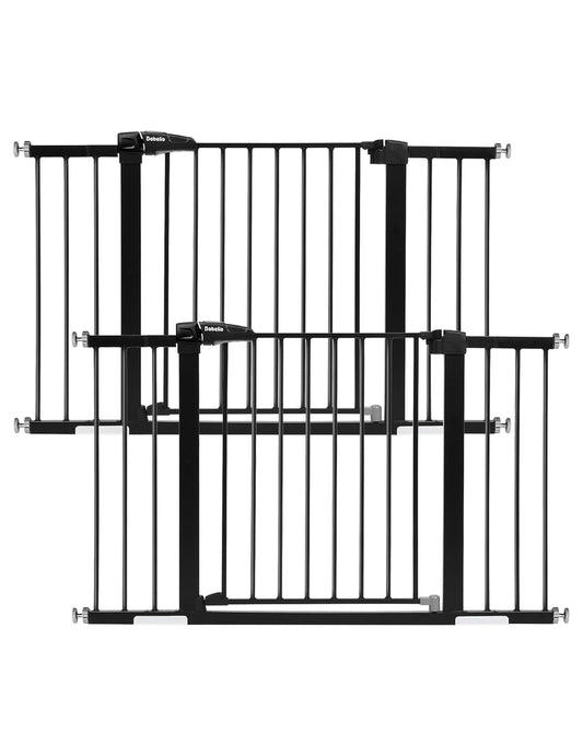 Babelio Baby Gate for Doorways and Stairs, 29-48" Auto Close Dog Gate, Easy-Install Pressure Mounted Satey Door, No Drilling Safety Gate for Child and Pets, 2 Pack, Black