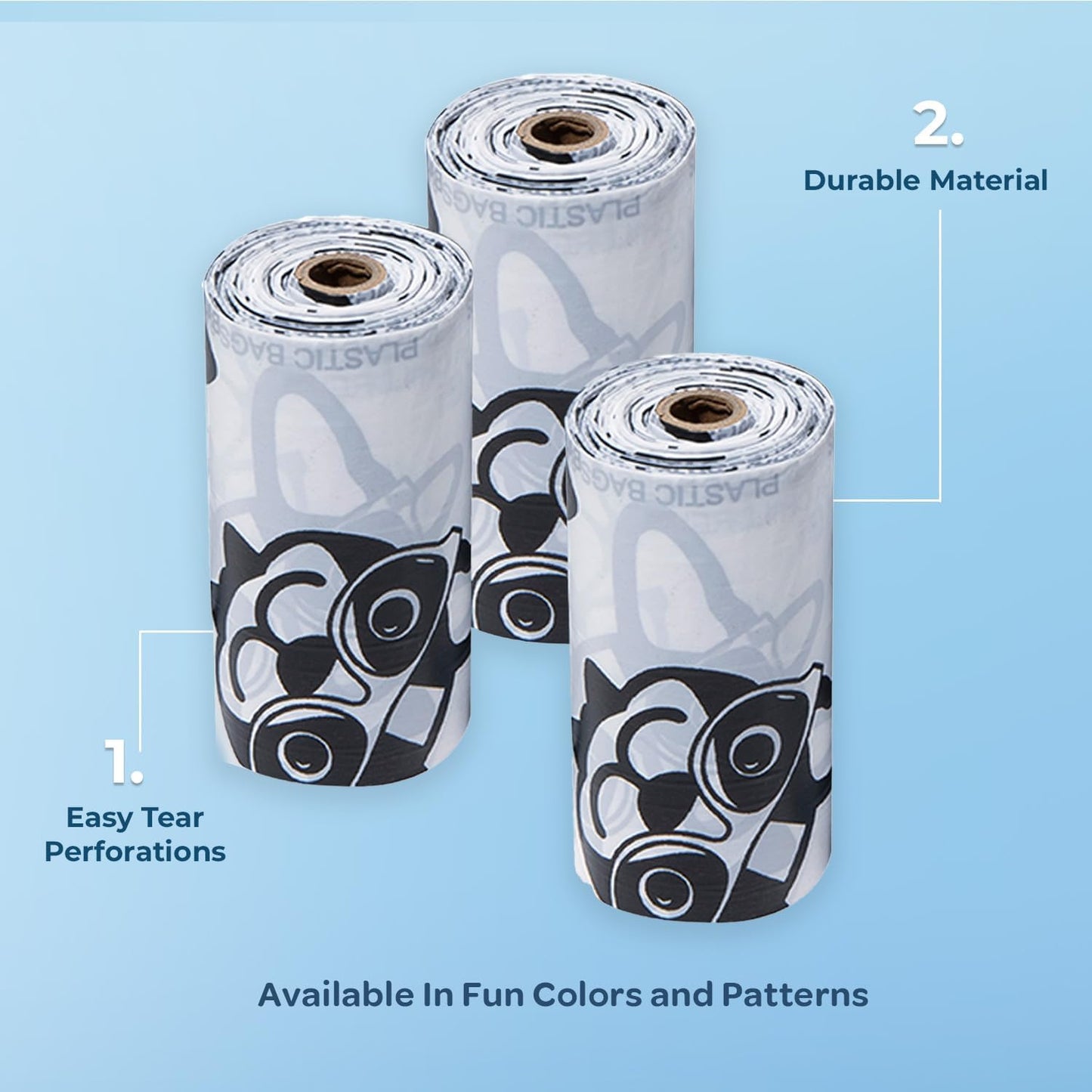 Best Pet Supplies Dog Poop Bags (150 Bags) for Waste Refuse Cleanup, Doggy Roll Replacements for Outdoor Puppy Walking and Travel, Leak Proof and Tear Resistant, Thick Plastic - White