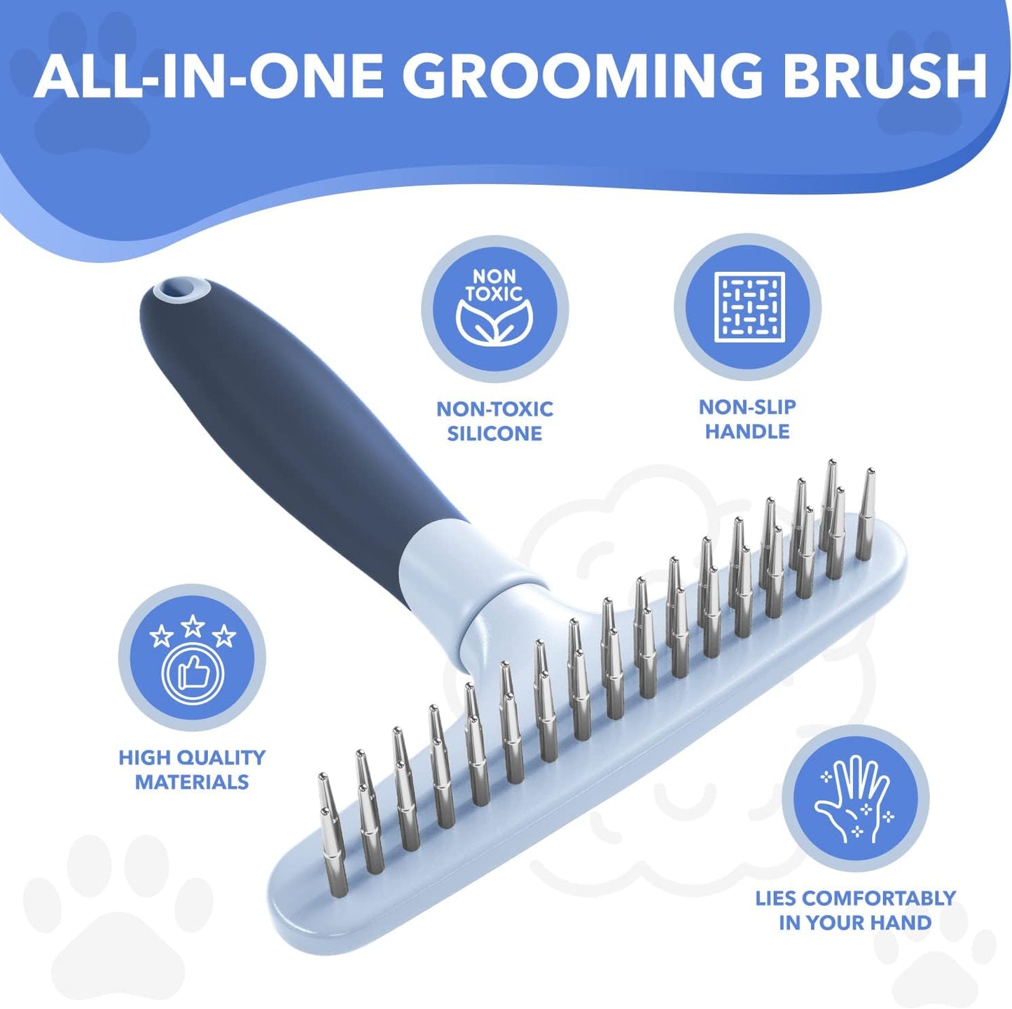 Dog rake deshedding dematting Brush Comb - Undercoat rake for Dogs, Cats, matted, Short,Long Hair Coats - Brush for Shedding, Double Row Stainless Steel pins - Reduce Shedding by 90% (Haze Blue)