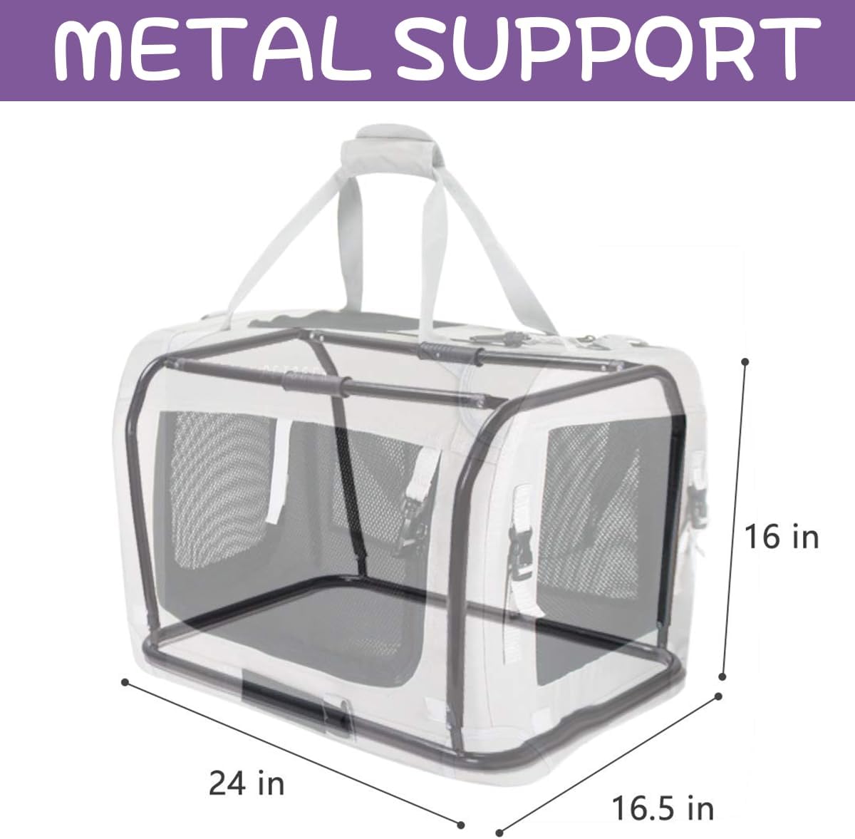 Extra Large Cat Carrier Soft Sided, Portable Small Dog Carrier for 2 Cats, 24"x16.5"x16" Car Travel Folding Comfortable Design, Purple