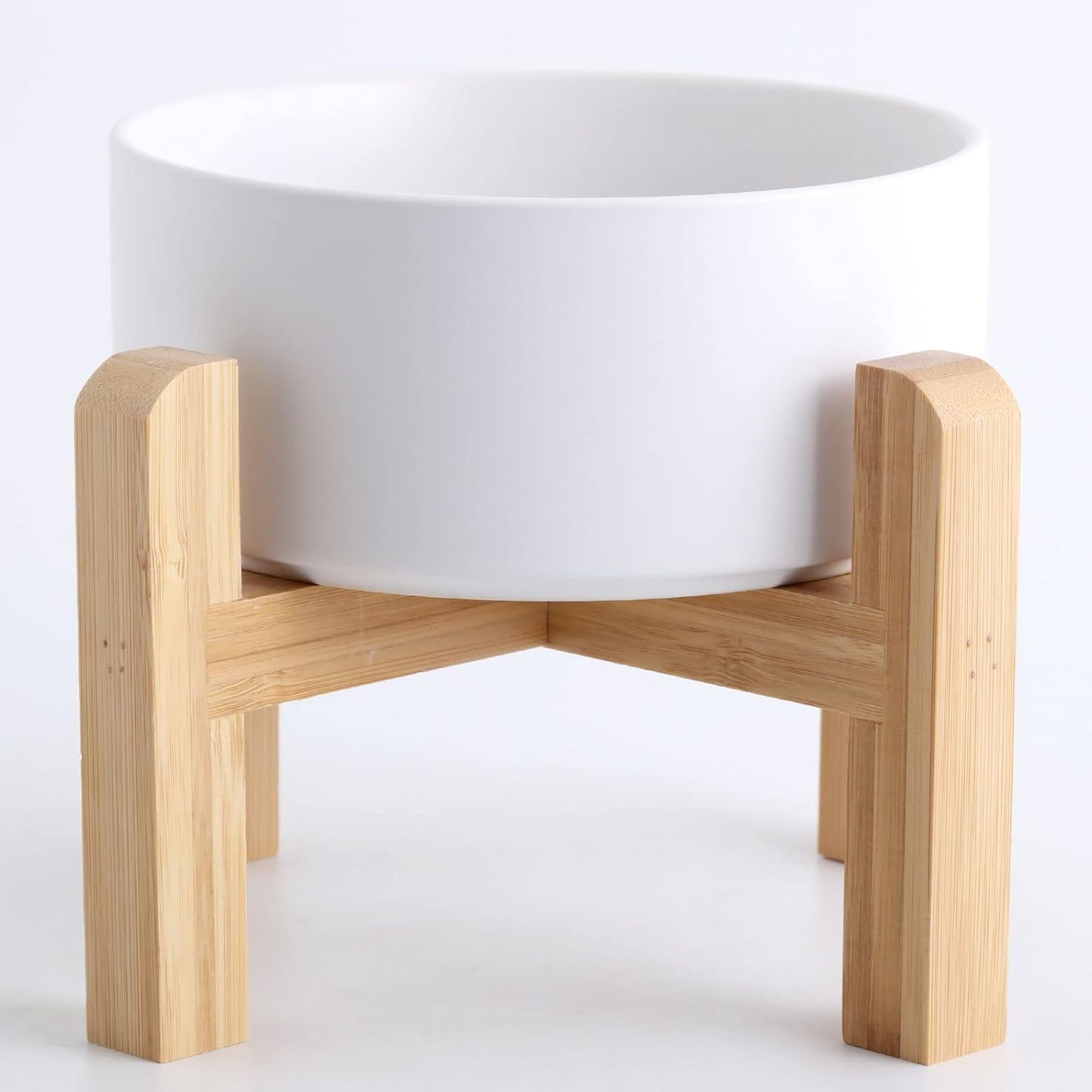 Petygooing White Elevated/Raised Ceramic Dog Bowl for Medium and Large Breeds, Dog Food Water Dish with Stand,Pet Feeding Bowl with Anti Slip Rubber Large Dogs(1800ml 7.6 Cups)