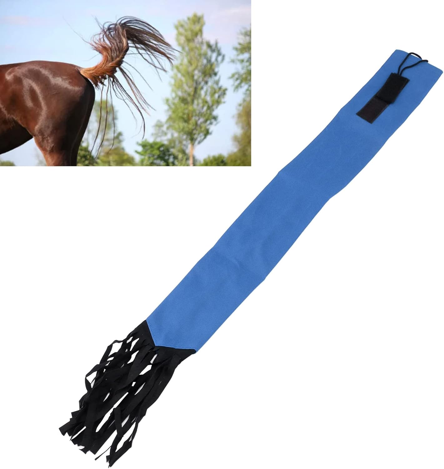 GLOGLOW Horse Tail Bag, Design Horse Tail Guard with Fringe for Keep Tail and Protected (Blue)