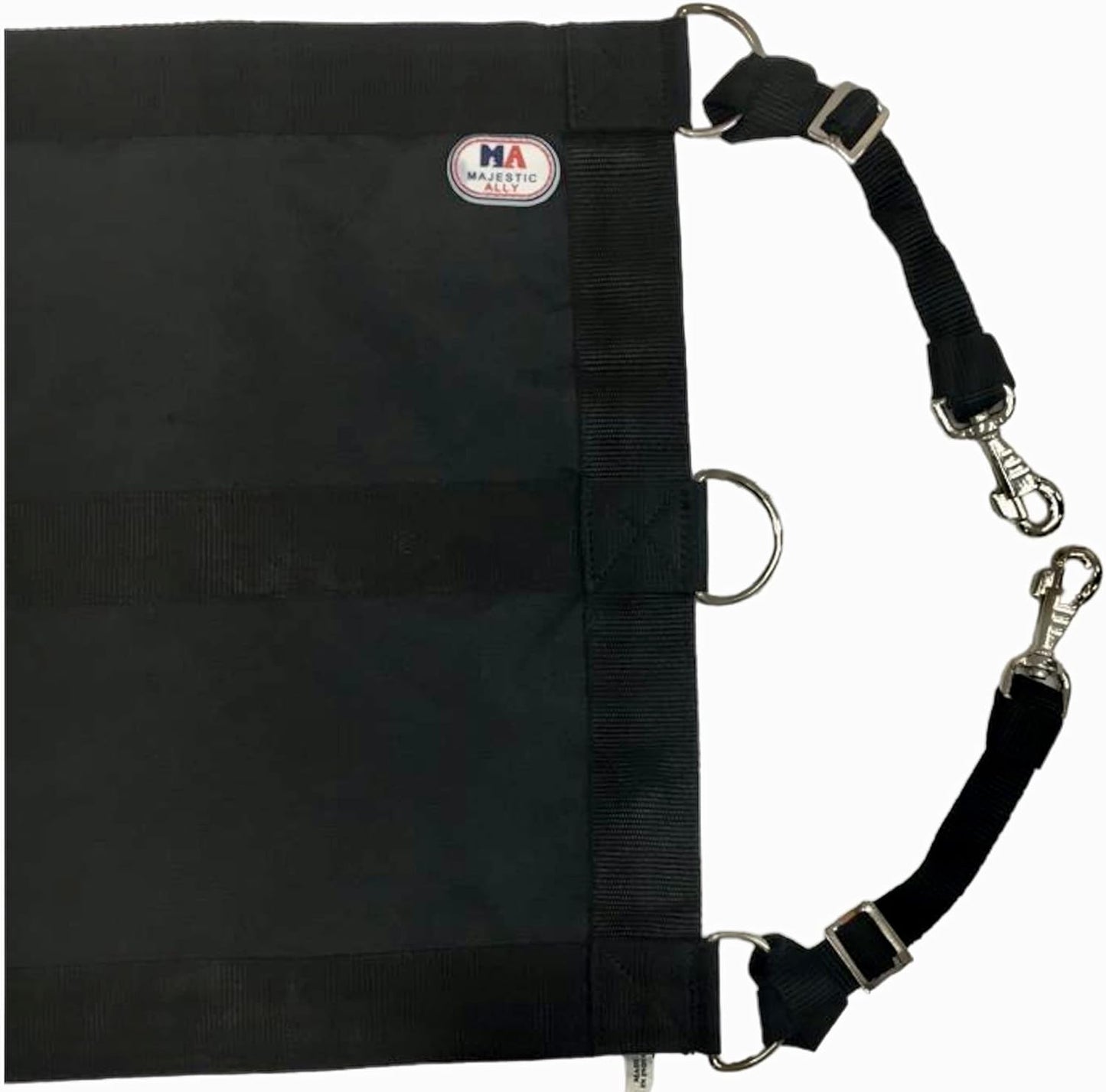Majestic Ally 1200D 29"x19" Horse Stall Guard with Replaceable and Adjustable Length Straps and Replaceable Hardware (Black Black)