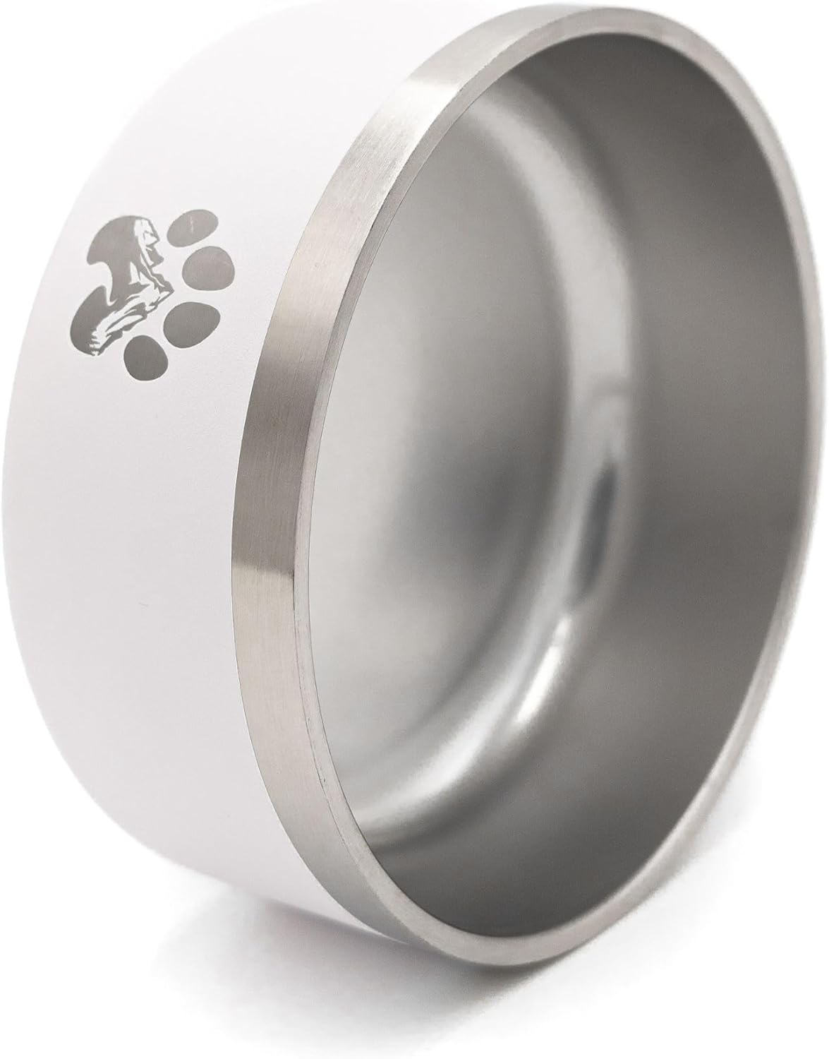 Stainless Steel Dog Bowl for Small-Large Dogs | Double Wall Insulated, Non-Slip Base Heavy Duty Water and Food Bowls for Dogs & Cats | Pet Safe BPA Free & Dishwasher Safe | 32 Oz - White