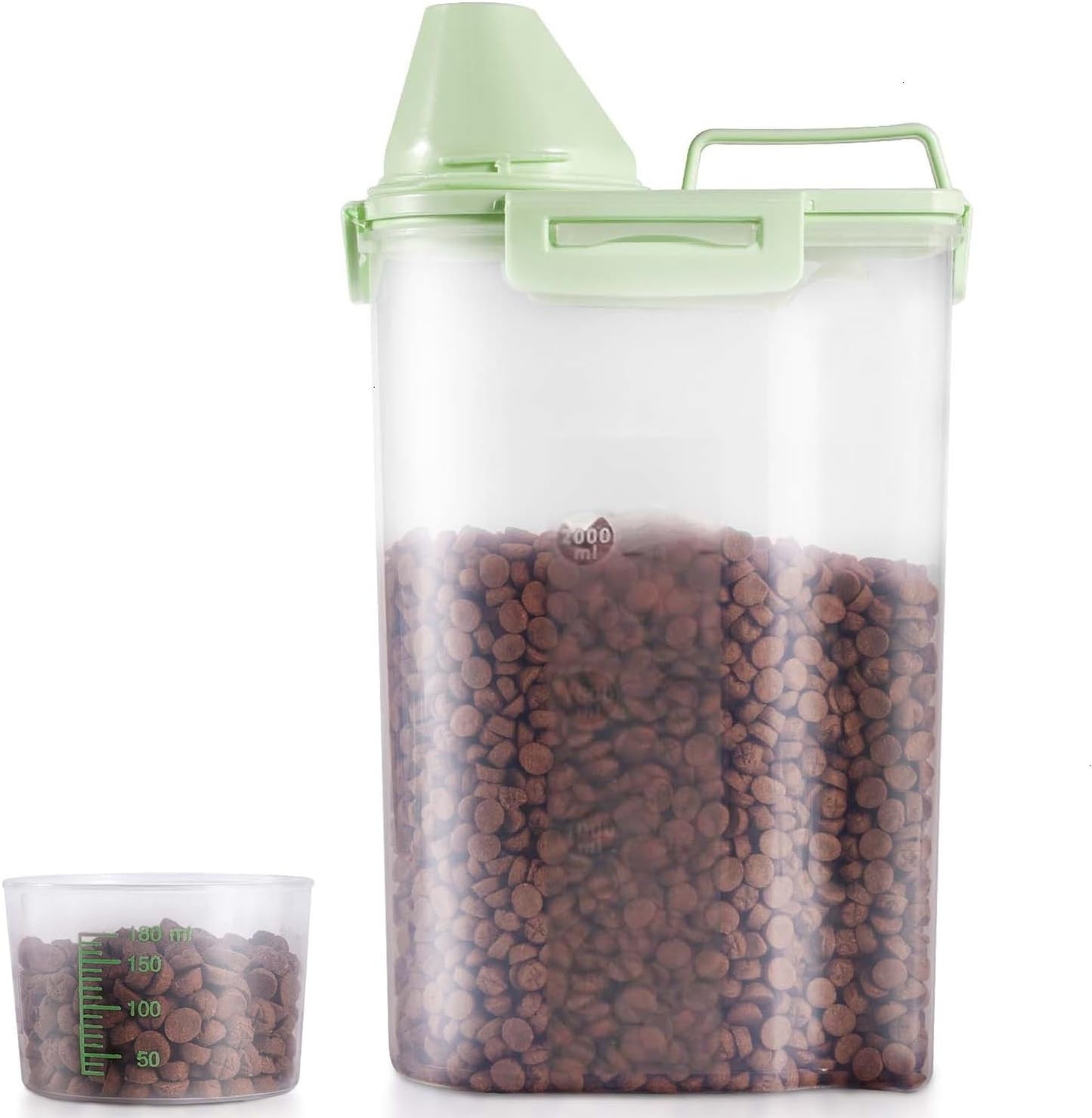 SenseYo 2.5lb Pet Food Storage Container with Measuring Cup, 3L Cat Food Storage Container Dog Food Storage BPA Free for Small Dog, Cat, Bird (Green)