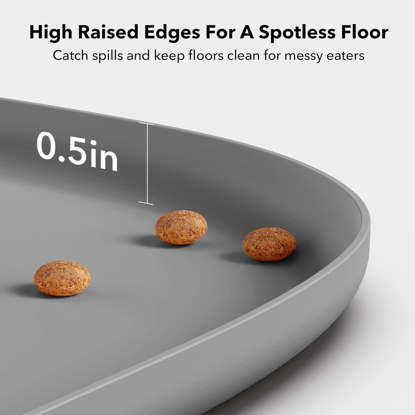 PETLIBRO Dog Food Mat, Safety Silicone Cat Food Mat for Feeder & Fountain, Waterproof Dog Bowl Mat, Raised Edge Spill Protection Floor, Cove Feeding Mat for AF005, AF103 Single Tray, 17.7"x12"