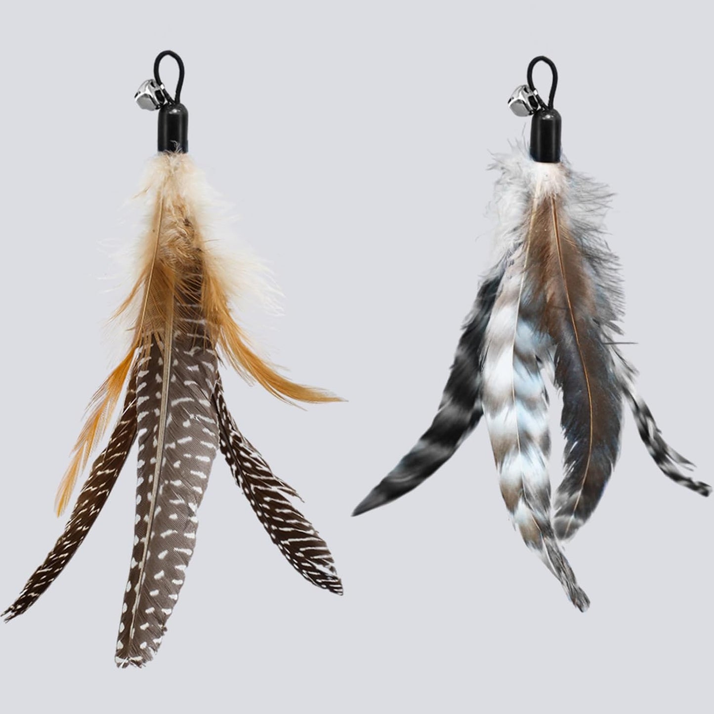 ROSAUI Cat Toy Refill Set – 6 Replacement Attachments for Teaser Wands, Includes 5 Feather Heads & 1 Lifelike Bird, Bell-Equipped, Interactive Accessories for Indoor Cats