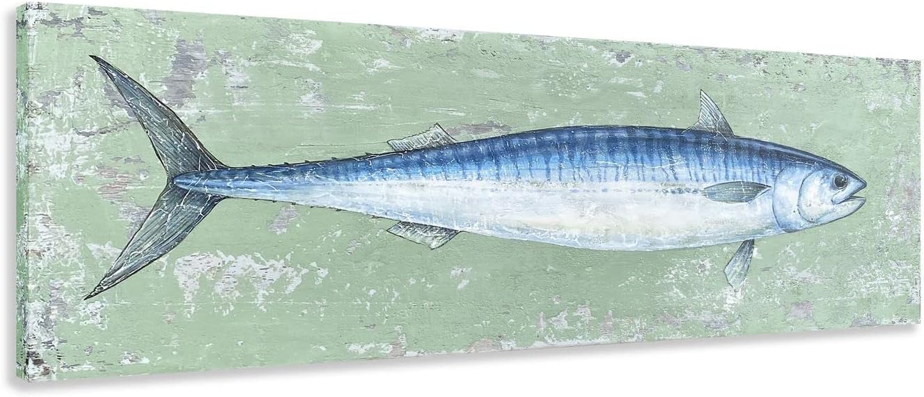Yihui Arts Tuna Canvas Wall Art - Fish Oil Paintings with Textured – Abstract Coastal Pictures for Living Room Bedroom Bathroom Decor