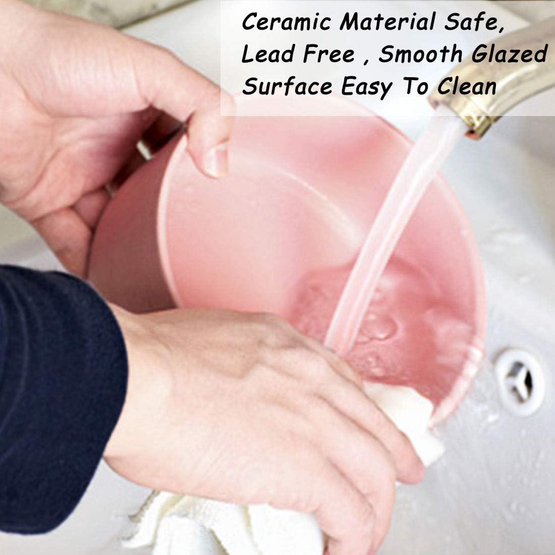 Petygooing Dog Cat Bowl Ceramic Pink Pet Dish with Stand for Food and Water, Modern Cute Matte Glaze Weighted Pet Bowls Set for Cats & Small Size Dogs 13.5 OZ (5.1In / 1.7 Cups) Pink