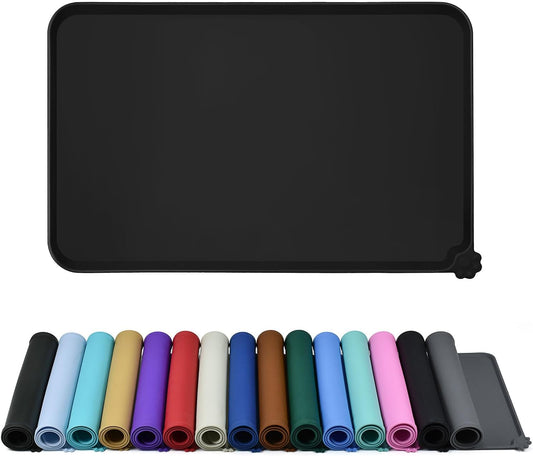 Waterproof Pet Feeding Mat with High Raised Edges, Heavier and Thicker Placemats for Cat Dog Water Bowl with BPA Free, Dogs Cats Food Mats for Messy Drinkers to Prevent Spill and Protect Floors