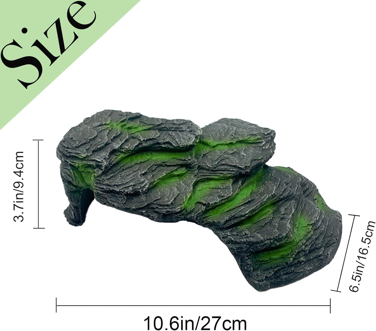 Resin Turtle Basking Platform,Turtles Rock Dock Climbing Ramp Cave Hideout Decor Reptile Terrariums Resting Terrace Stone Habitat Decoration for Small Lizards, Frogs, Snakes,Chameleon