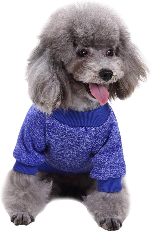 Jecikelon Dog Clothes Dogs Sweater Soft Puppies Clothing Winter Puppy Sweaters Warm Outfit for Dogs Small XXS XS Cat Apparel (Medium, Dark Blue)