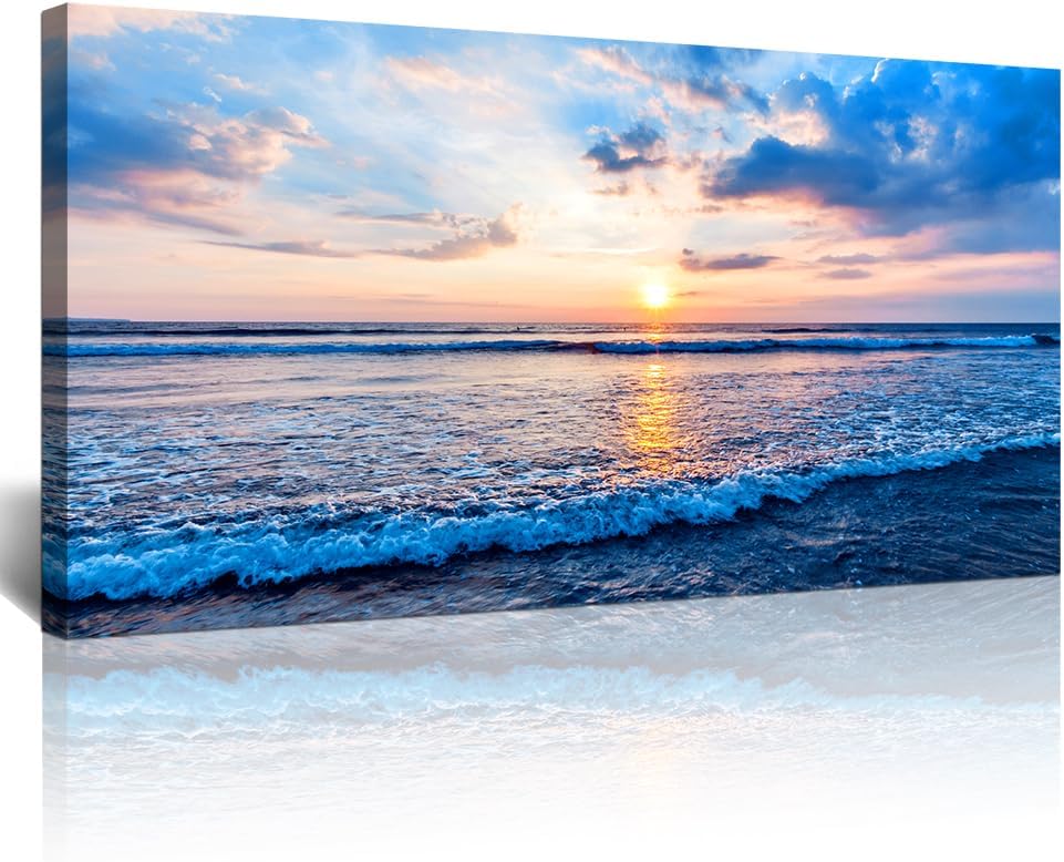 Lapremoly Canvas Wall Art For Living Room Large Wall Decor For Office Bedroom Wall Decorations Blue Ocean Wall Painting Blue Sea Waves Landscape Poster Canvas Print Artwork Ready To Hang Home Decor