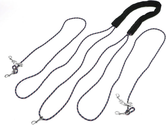 QWORK Adjustable Horse Training and Lunging Aid with Rear Fleece Cover, Navy/Red, Encourages Proper Head Carriage and Comfortable Stretching, Durable Braided Nylon Rope with Metal Clips,