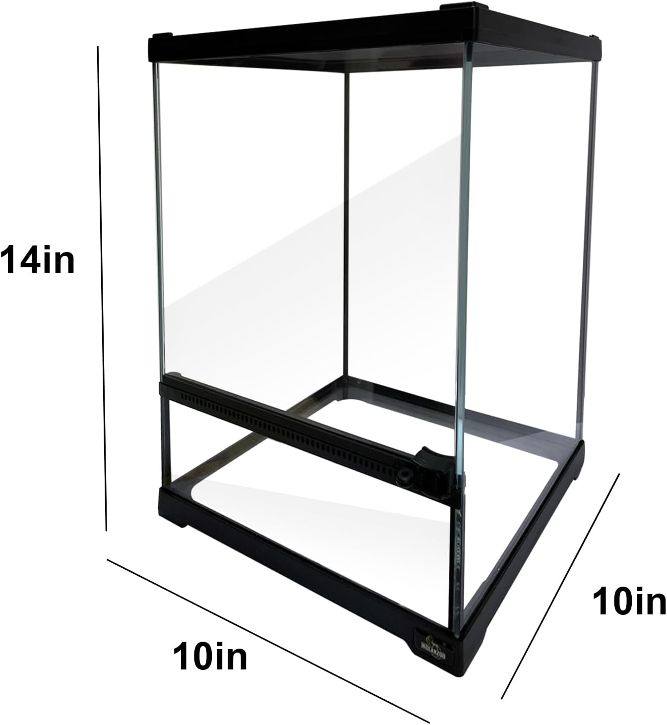 Reptile Glass Terrarium Tank 10 * 10 * 14in, Full View with Front Opening Door,Amphibians Enclosure Habitat Cage for Leopard Gecko Tarantula Young Lizard Hermit Crab Frog Insects Breeding