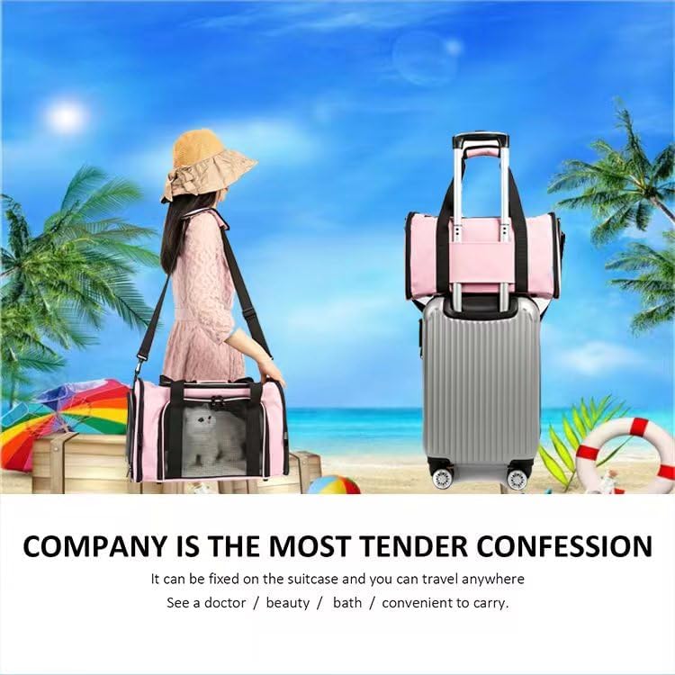 Cat Carrier Dog Carrier Pet Carrier Cat Bags for Small Medium Cats Dogs Puppies of 15 Lbs,of Airline Approved Small Dog Bag Soft Sided,Collapsible Travel Puppy Carrier (Medium, Pink)