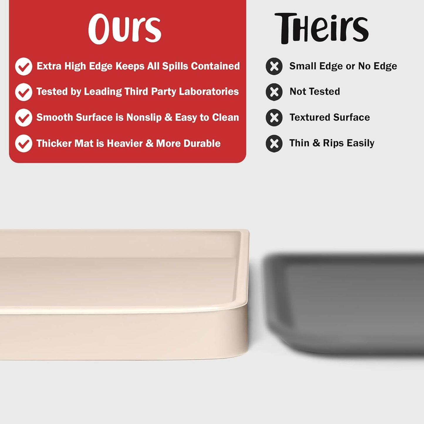 DogBuddy Dog Food Mat – Waterproof Dog Bowl Mat for Food and Water, Silicone Pet Feeding Mats for Floors, Non-Slip Placemat with High Edges for Dogs Bowls, Puppy Essentials (XS: 11" x 11", Vanilla)