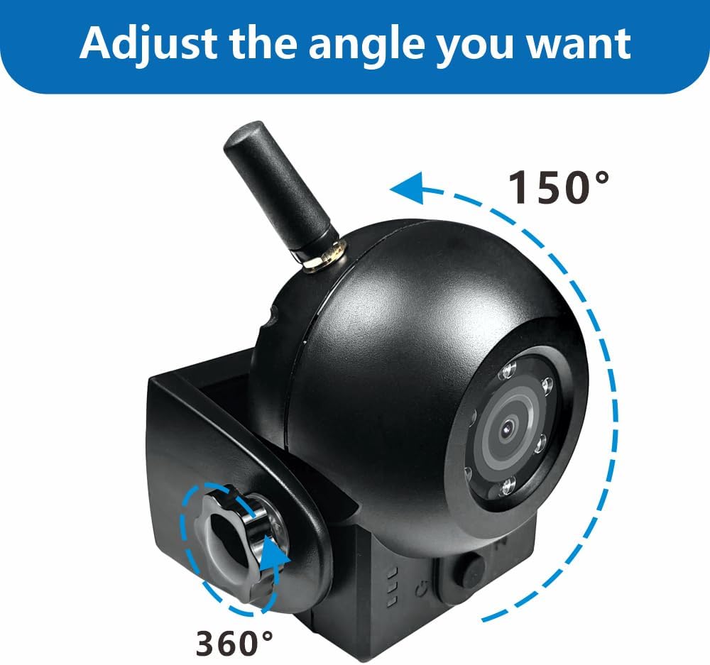 Magnetic Wireless Backup Camera-WiFi Reversing Camera with Rechargeable Battery, IP68 Waterproof, 1-min Installation, for Hitching Gooseneck Horse Trailer/Boat/RV/Pickup/Truck/Minivan