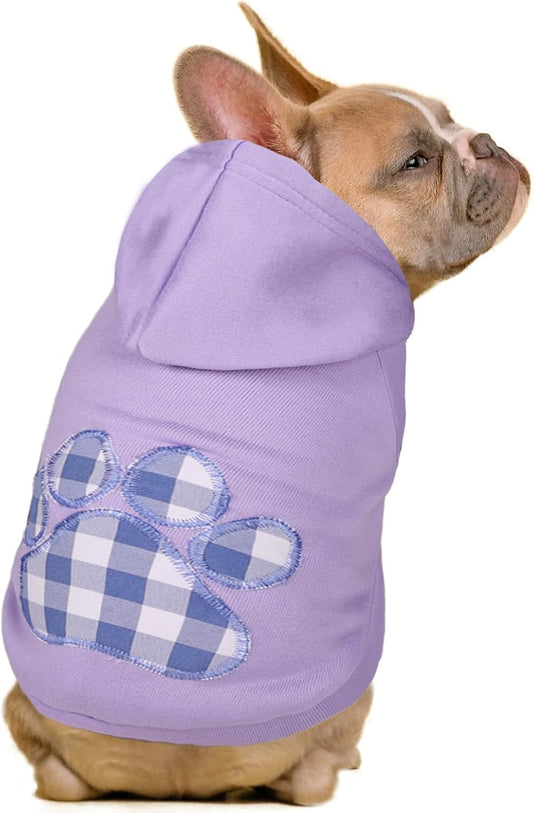 SAWMONG Dog Hoodie,Flannel Pet Hooded Sweater with Hat Puppy Pullover Sweater Shirt,Dog (Purple,M)