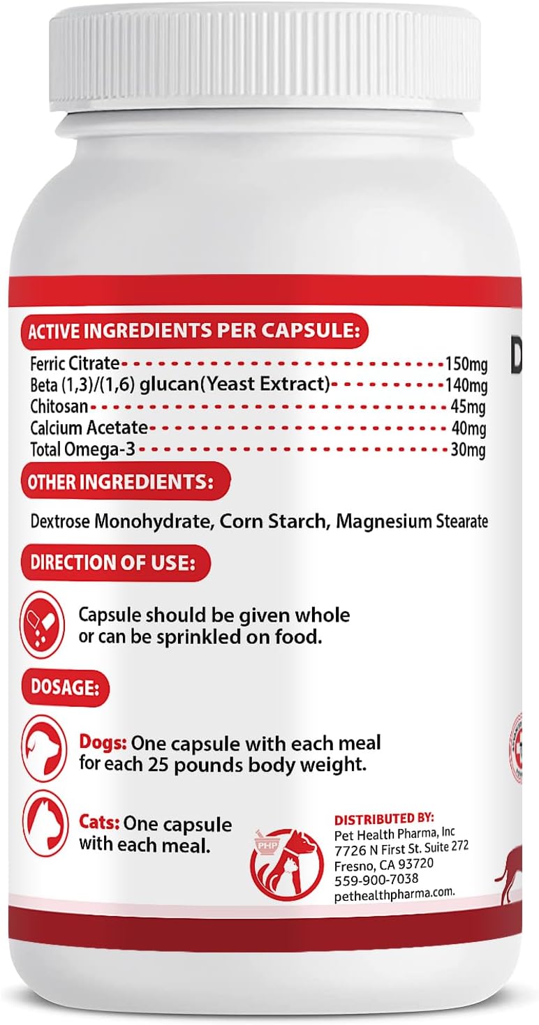 RENARAMAX Dietary Phosphate Binder and Renal Support Supplement for Cats and Dogs Count (Made in U.S.A) (60 Caps)
